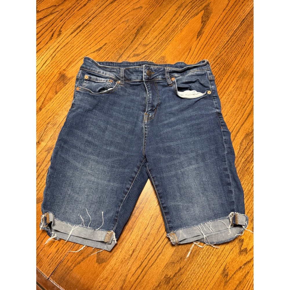 Aeropostale Mens Slim Short Denim Blue Raw Hem Jean Shorts Size 31